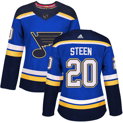 Adidas Blues #20 Alexander Steen Blue Home Authentic Women's Stitched NHL Jersey - Click Image to Close